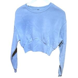 H&M Pale Blue Cropped Crewneck Sweatshirt